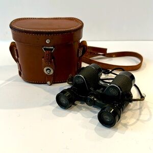 Antique EM LEGER (Paris) 8x24 WWI Binoculars with Original Leather Case
